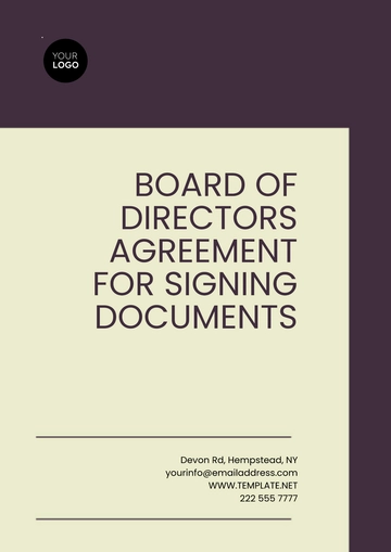 Free Board of Directors Agreement for Signing Documents Template to Edit Online