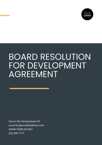 Free Board Resolution for Development Agreement Template to Edit Online