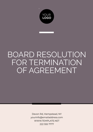 Free Board Resolution for Termination of Agreement Template to Edit Online