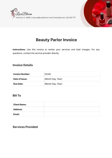Free Beauty Parlor Invoice Template to Edit Online
