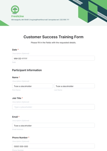 Free Customer Success Training Form Template to Edit Online