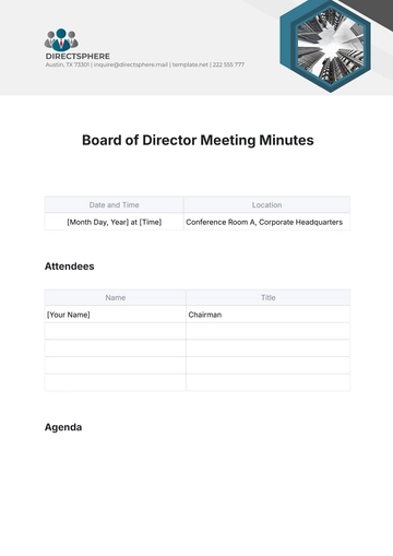 Free Board of Director Meeting Minutes Template to Edit Online