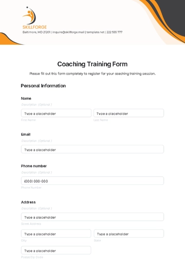 Free Coaching Training Form Template to Edit Online