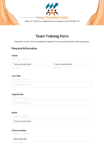 Free Team Training Form Template to Edit Online