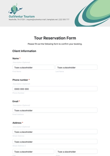 Free Tour Reservation Form Template to Edit Online