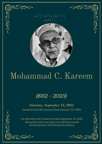 Free Islamic Funeral Invitation Template to Edit Online