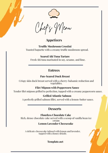 Free Chef Menu Template to Edit Online