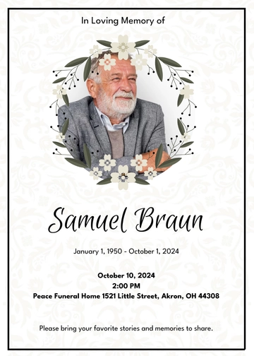Free Funeral Invitation with Photo Template to Edit Online