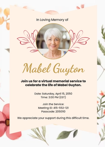 Free Colorful Virtual Funeral Invitation Template to Edit Online