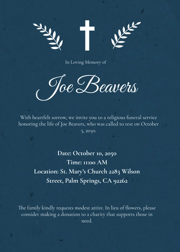 Free Religious Funeral Invitation Template to Edit Online