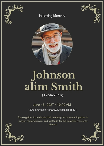 Free Funeral Invitation Notice Card Template to Edit Online