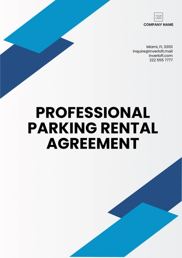 Free Professional Parking Rental Agreement Template to Edit Online