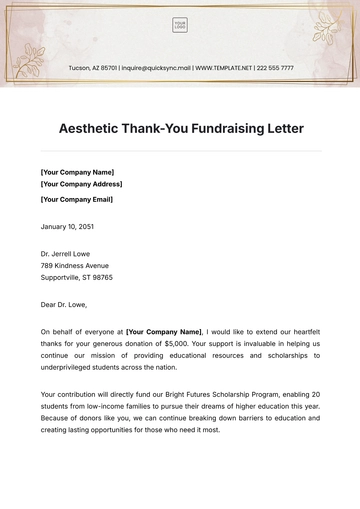 Free Aesthetic Thank-You Fundraising Letter Template to Edit Online