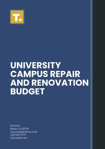 Free University  Campus Repair and Renovation Budget Template to Edit Online