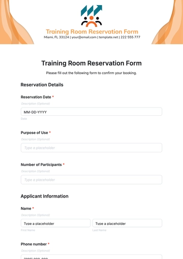 Free Training Room Reservation Form Template. to Edit Online