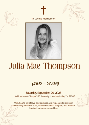 Free Loving Memory Funeral Invitation Template to Edit Online