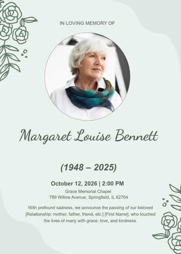 Free Editable Funeral Invitation Template to Edit Online