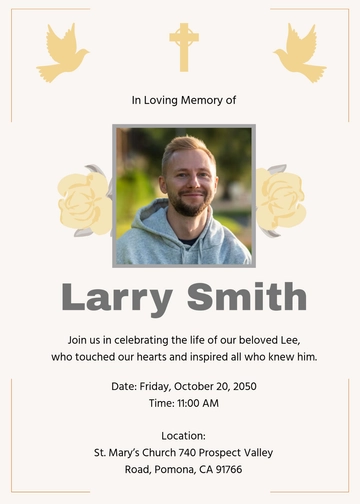 Free Modern Funeral Mass Invitation Template to Edit Online