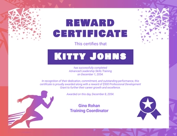 Free Reward Certificate for Completion Template to Edit Online