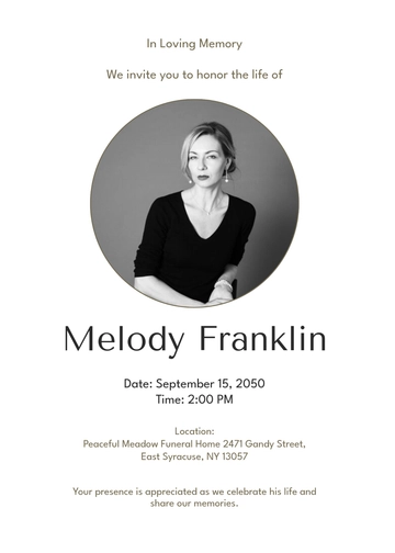 Free Blank Funeral Invitation Template to Edit Online