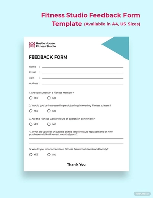 Fitness Studio Feedback Form Template
