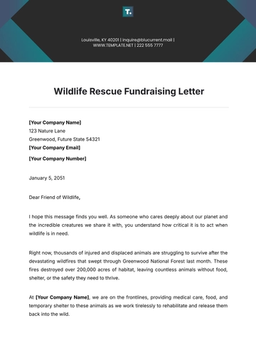 Free Wildlife Rescue Fundraising Letter Template to Edit Online