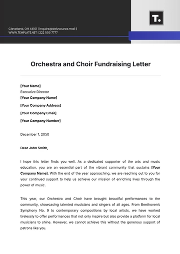 Free Orchestra and Choir Fundraising Letter Template to Edit Online