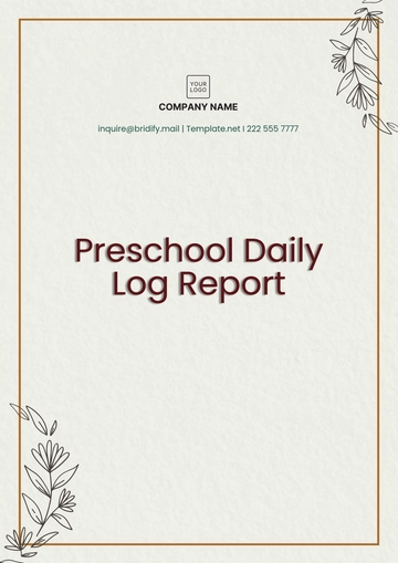 Free Aesthetic Preschool Daily Log Report Template to Edit Online