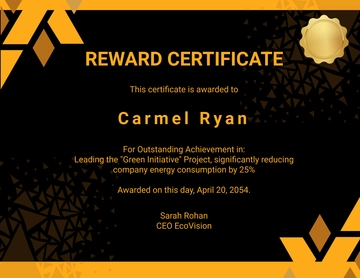 Free Reward Certificate for Recognition Template to Edit Online