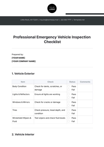 Free Professional Emergency Vehicle Inspection Checklist Template to Edit Online