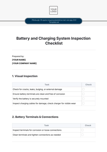 Free Battery and Charging System Inspection Checklist Template to Edit Online
