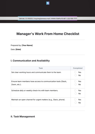 Free Manager???s Work From Home Checklist Template to Edit Online