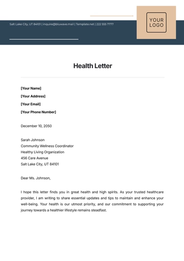 Free Health Letter Template to Edit Online