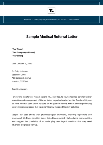 Free Sample Medical Referral Letter Template to Edit Online