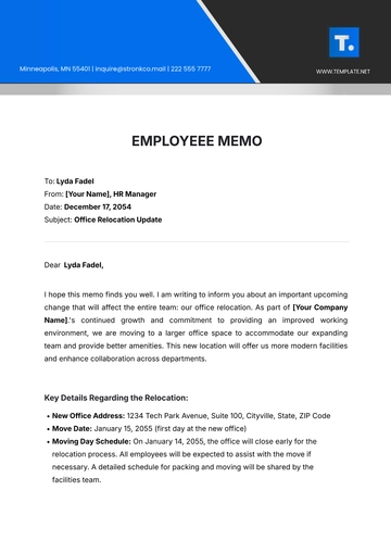 Free Employee Memo Template to Edit Online