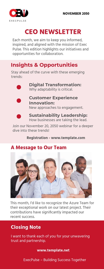 Free CEO Newsletter Template to Edit Online