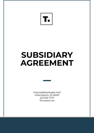 Free Subsidiary Agreement Template to Edit Online