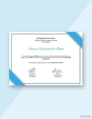 Salary Certificate for Bank Template