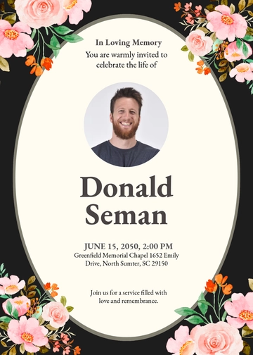 Free Floral Funeral Invitation Background Template to Edit Online