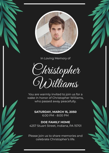 Free Funeral Wake Invitation Template to Edit Online