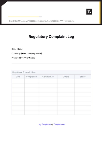 Free Regulatory Complaint Log Template to Edit Online