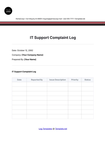 Free IT Support Complaint Log Template to Edit Online