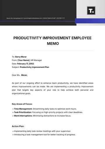 Free Productivity Improvement Employee Memo Template to Edit Online