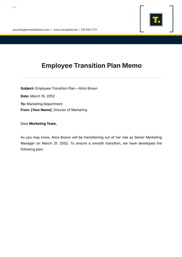 Free Employee Transition Plan Memo Template to Edit Online