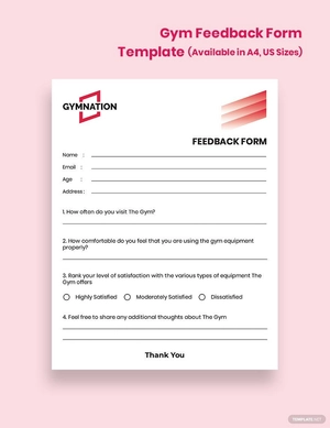 Gym Feedback Form Template
