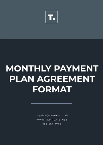 Free Monthly Payment Plan Agreement Format Template to Edit Online