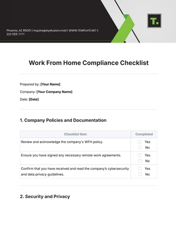 Free Work From Home Compliance Checklist Template to Edit Online