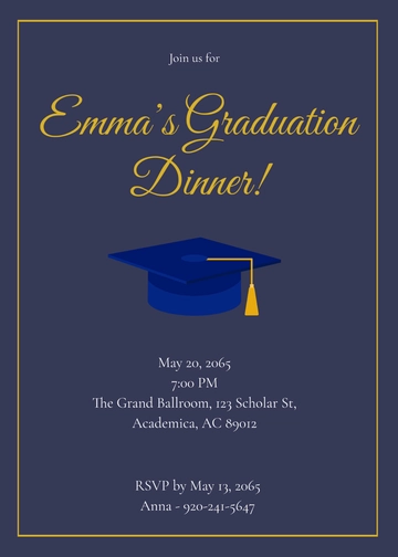 Free Graduation Dinner Invitation Template to Edit Online