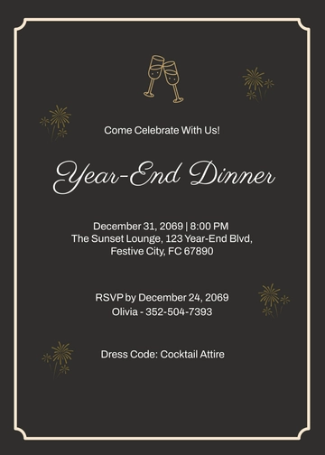 Free Year-End Dinner Invitation Template to Edit Online
