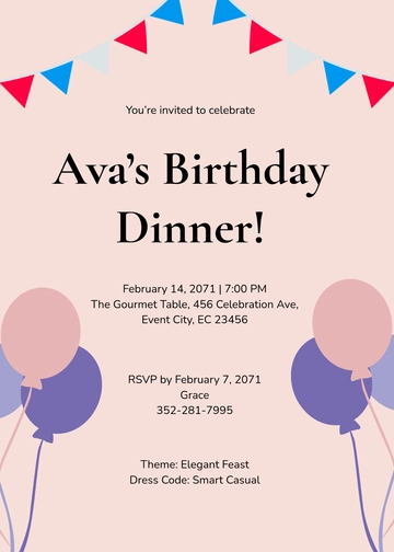 Free Birthday Dinner Invitation Template to Edit Online